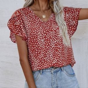 Red sleeve top